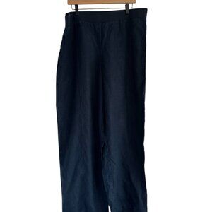 Love Linen J. Jill Navy Blue Wide Leg Linen Pull On Pants Women's Size XL Tall